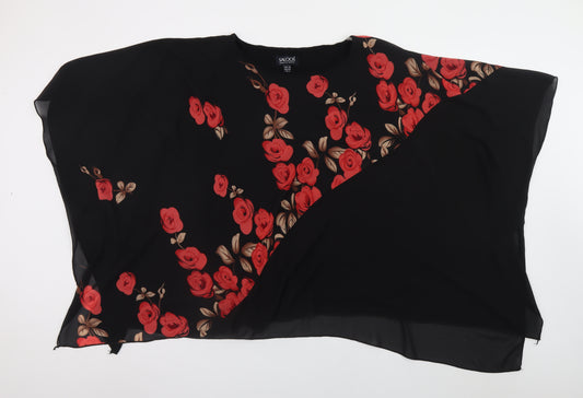 Saloos Womens Black Floral Chiffon Tunic Top UK 16 L