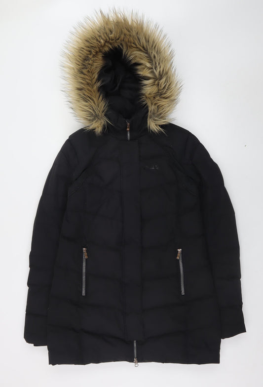 Mountain Warehouse Women’s Black Size 8 Puffer Jacket with Faux Fur Hood