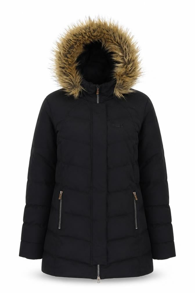 Mountain Warehouse Women’s Black Size 8 Puffer Jacket with Faux Fur Hood