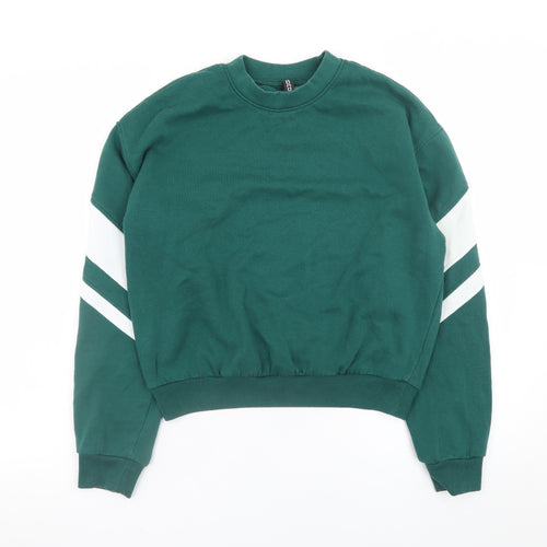 H&M Divided Women's Green Crew Neck Pullover Sweatshirt Size S