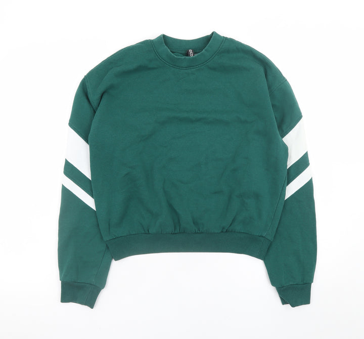 H&M Divided Women's Green Crew Neck Pullover Sweatshirt Size S