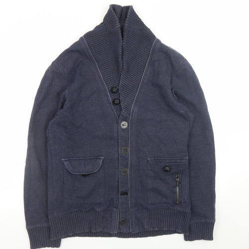 River Island Men's Blue Shawl Collar Cardigan Jumper Size L