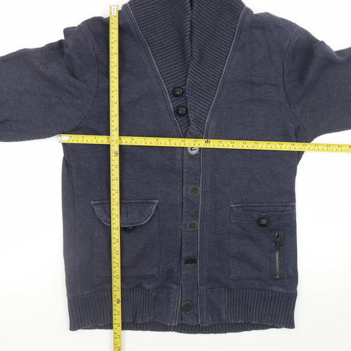 River Island Men's Blue Shawl Collar Cardigan Jumper Size L