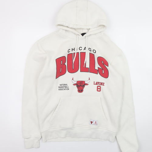 Primark Men's White Chicago Bulls Pullover Hoodie Size M
