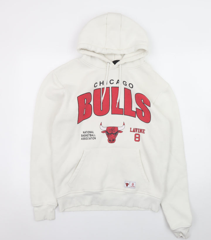 Primark Men's White Chicago Bulls Pullover Hoodie Size M