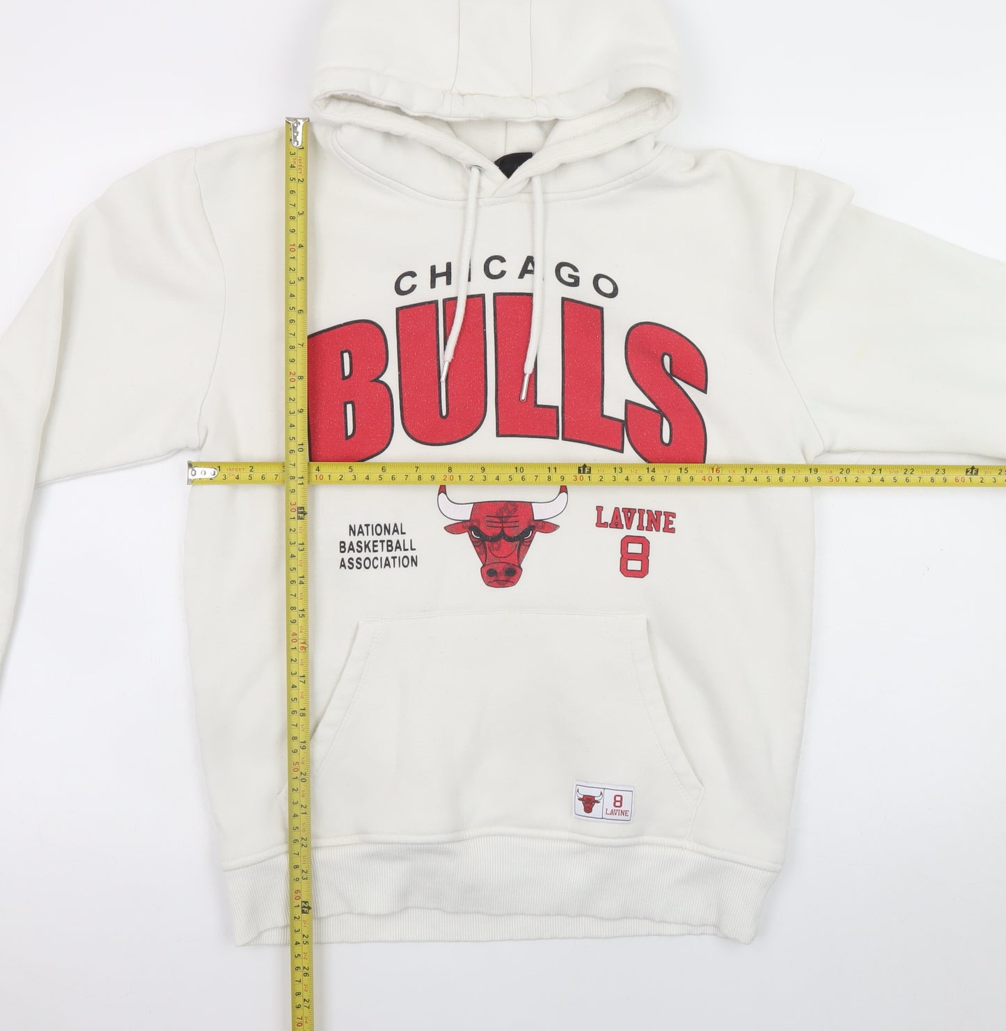 Primark Men's White Chicago Bulls Pullover Hoodie Size M