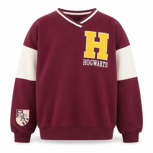 H&M Girls Red Hogwarts Pullover Sweatshirt 11-12 Years V-Neck Cotton Blend