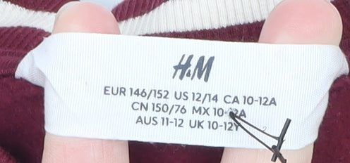 H&M Girls Red Hogwarts Pullover Sweatshirt 11-12 Years V-Neck Cotton Blend