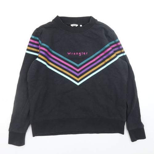 Wrangler Womens Black Pullover Sweatshirt Medium Cotton Retro Stripe