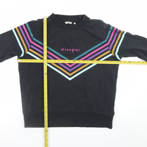 Wrangler Womens Black Pullover Sweatshirt Medium Cotton Retro Stripe