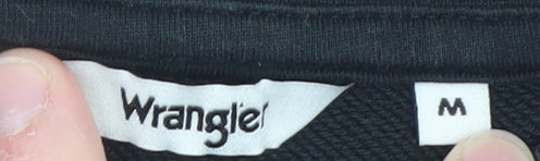 Wrangler Womens Black Pullover Sweatshirt Medium Cotton Retro Stripe