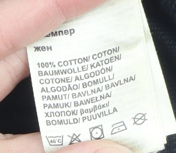 Wrangler Womens Black Pullover Sweatshirt Medium Cotton Retro Stripe