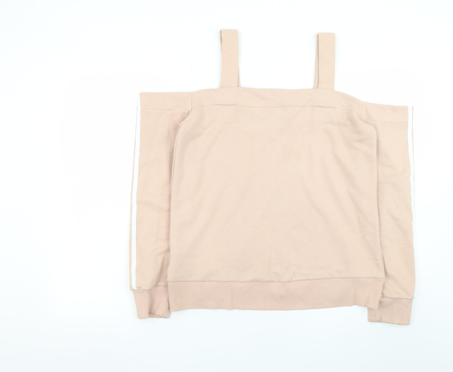 Adidas Women Beige Off Shoulder Sweatshirt Size 8 Cotton Blend