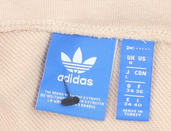 Adidas Women Beige Off Shoulder Sweatshirt Size 8 Cotton Blend