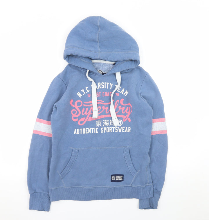 Superdry Womens Blue XS Pullover Hoodie with Varsity Print
