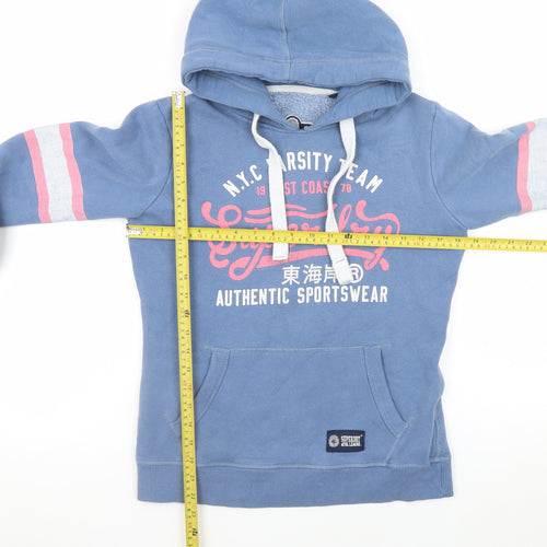 Superdry Womens Blue XS Pullover Hoodie with Varsity Print