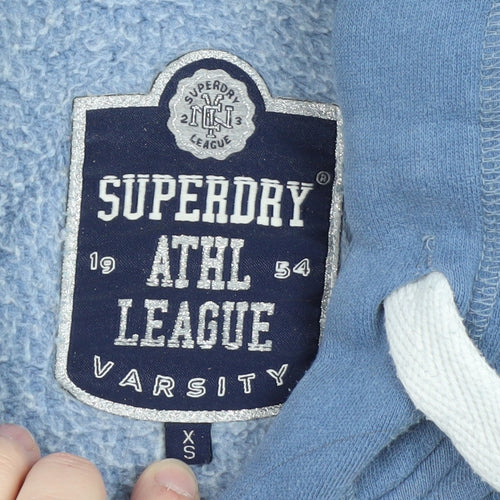 Superdry Womens Blue XS Pullover Hoodie with Varsity Print