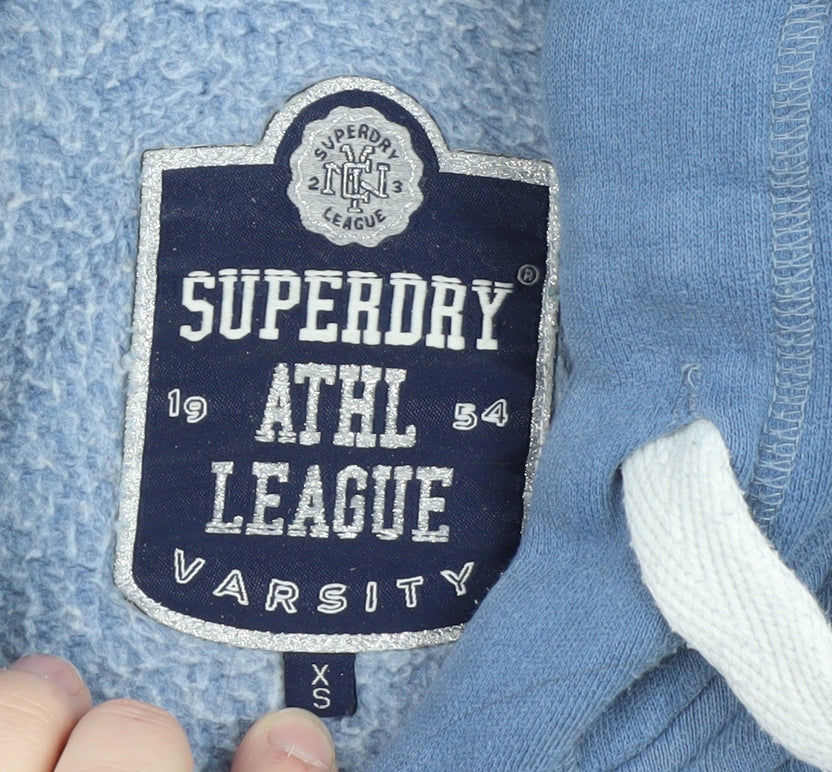 Superdry Womens Blue XS Pullover Hoodie with Varsity Print