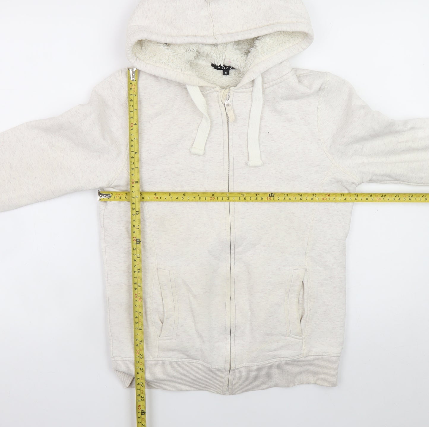 TEX Women's Beige Full Zip Hooded Sweatshirt Size S