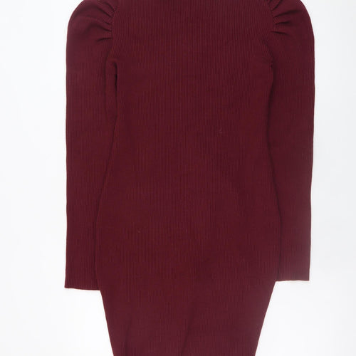 Grace Karin Women Red Knit Bodycon Button Dress Size L
