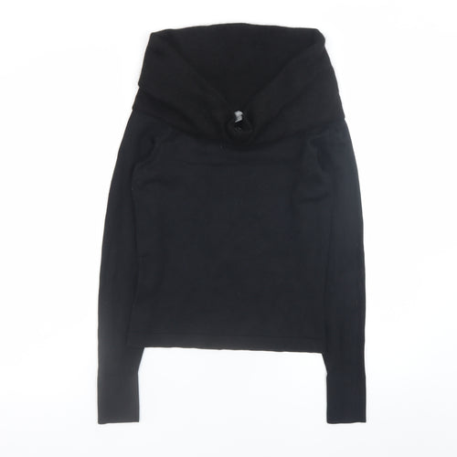 Ann Taylor Women's Black Silk Blend Cowl Neck Jumper Size S