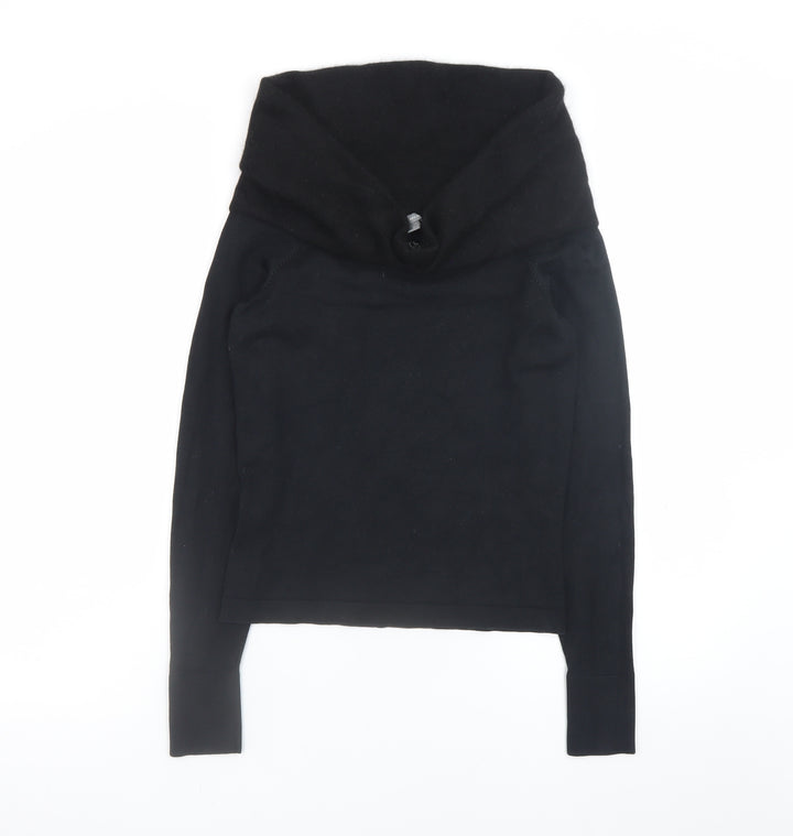 Ann Taylor Women's Black Silk Blend Cowl Neck Jumper Size S