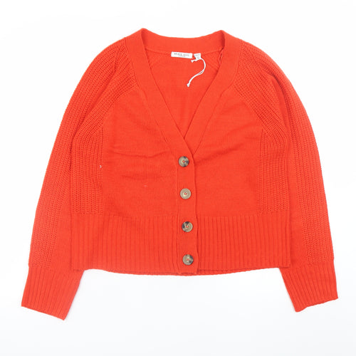 Brave Soul Women's Red V-Neck Button Knit Cardigan Size S