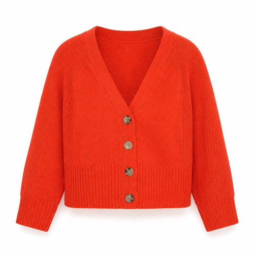 Brave Soul Women's Red V-Neck Button Knit Cardigan Size S