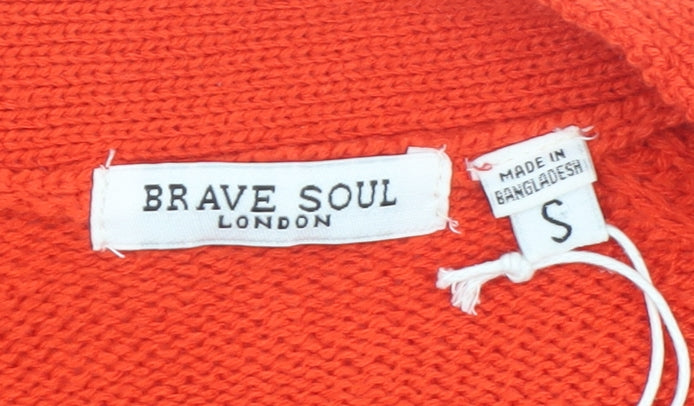 Brave Soul Women's Red V-Neck Button Knit Cardigan Size S