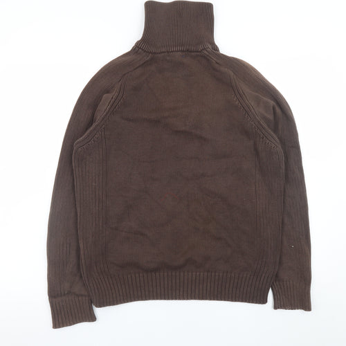 Zara Man Brown 1/2 Zip High Neck Cotton Jumper L