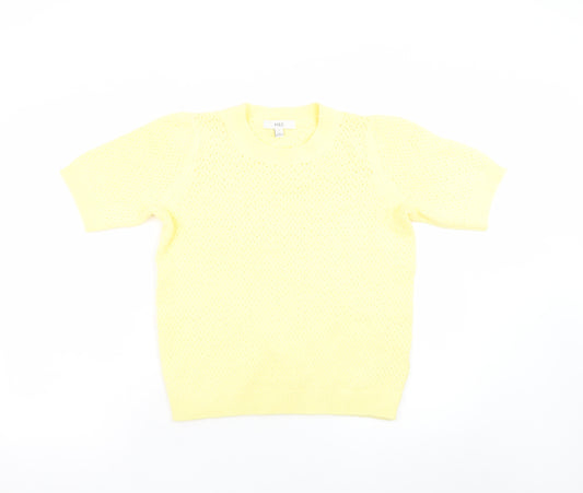 Marks and Spencer Women's Yellow Knit Short Sleeve Pullover Jumper Size S