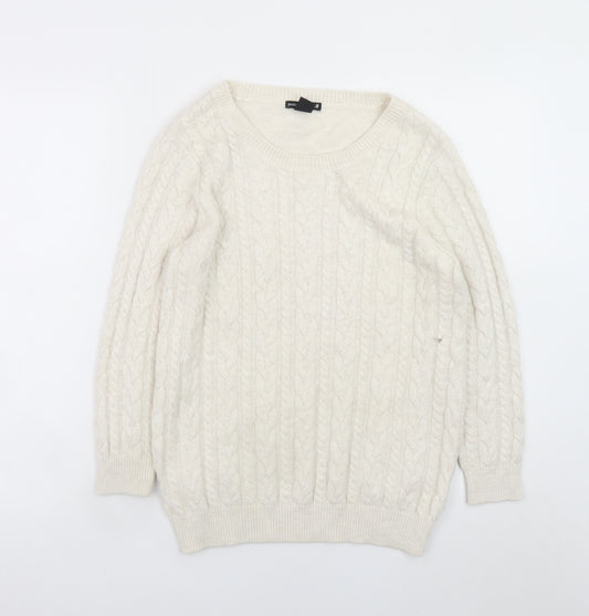 H&M Women Ivory Cable-Knit Crew Neck Jumper Size 12