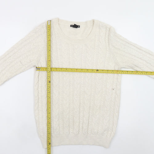 H&M Women Ivory Cable-Knit Crew Neck Jumper Size 12
