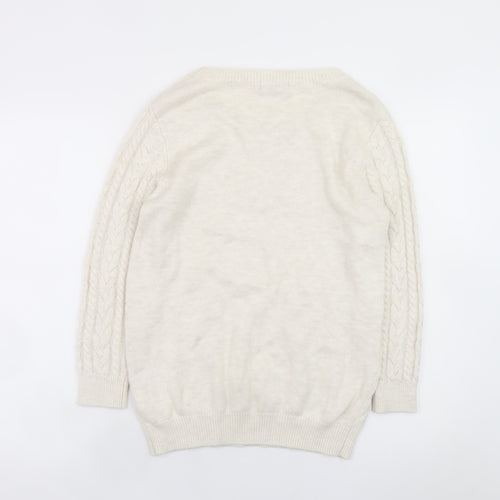 H&M Women Ivory Cable-Knit Crew Neck Jumper Size 12