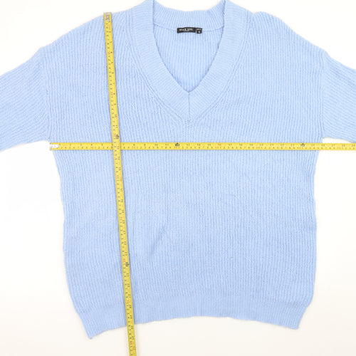 Brave Soul Women Blue V-Neck Knit Pullover Jumper Size 16