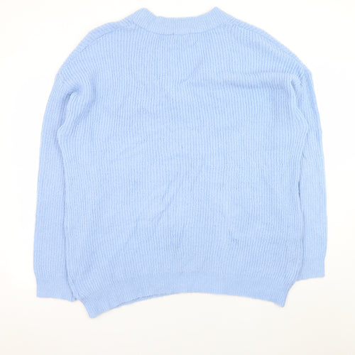 Brave Soul Women Blue V-Neck Knit Pullover Jumper Size 16