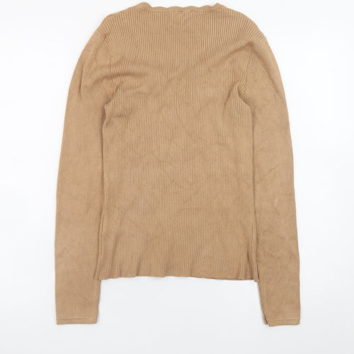 Lipsy Women’s Beige V-Neck Long Sleeve Knit Jumper Size 14
