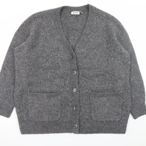 Weekday Women Grey Wool Blend Chunky Knit Cardigan S