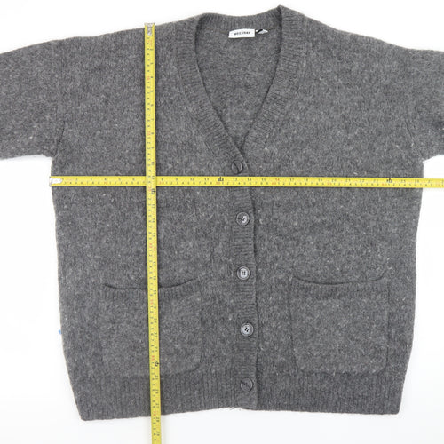 Weekday Women Grey Wool Blend Chunky Knit Cardigan S
