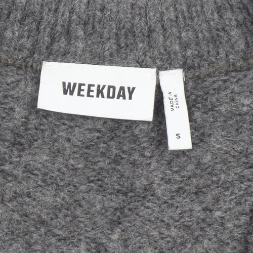 Weekday Women Grey Wool Blend Chunky Knit Cardigan S
