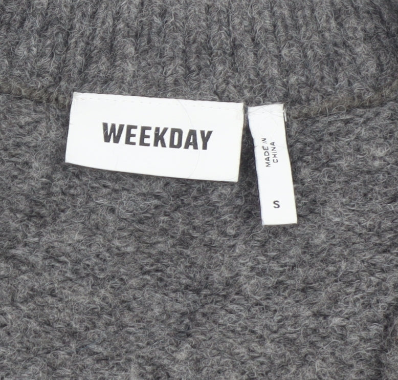 Weekday Women Grey Wool Blend Chunky Knit Cardigan S