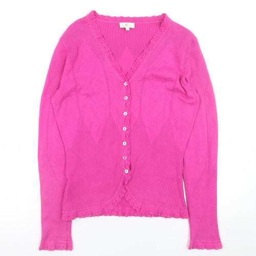 CC Women’s Pink V-Neck Button Cardigan Knit Jumper Size M