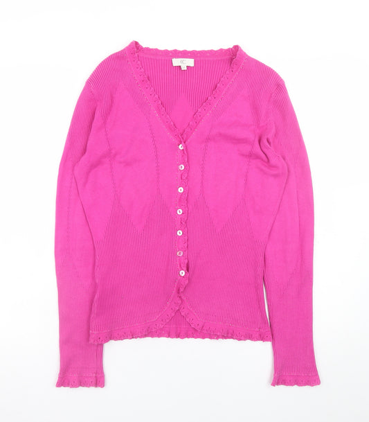 CC Women’s Pink V-Neck Button Cardigan Knit Jumper Size M