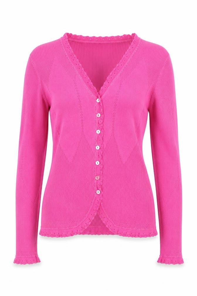 CC Women’s Pink V-Neck Button Cardigan Knit Jumper Size M