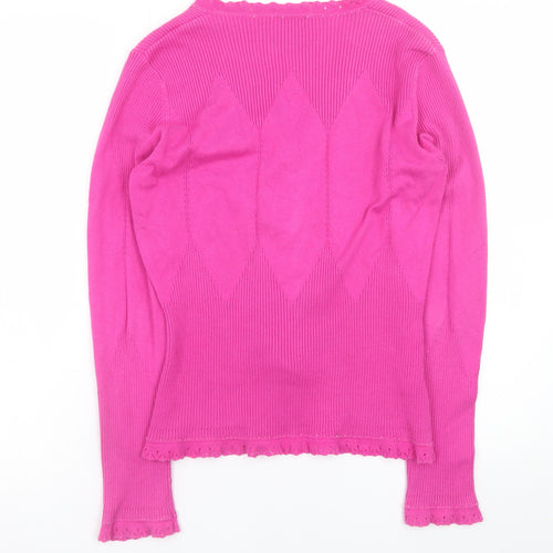 CC Women’s Pink V-Neck Button Cardigan Knit Jumper Size M