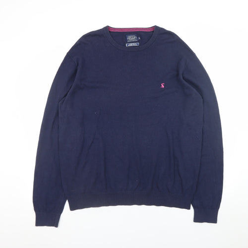 Joules Women's Blue Merino Wool Crew Neck Jumper XL