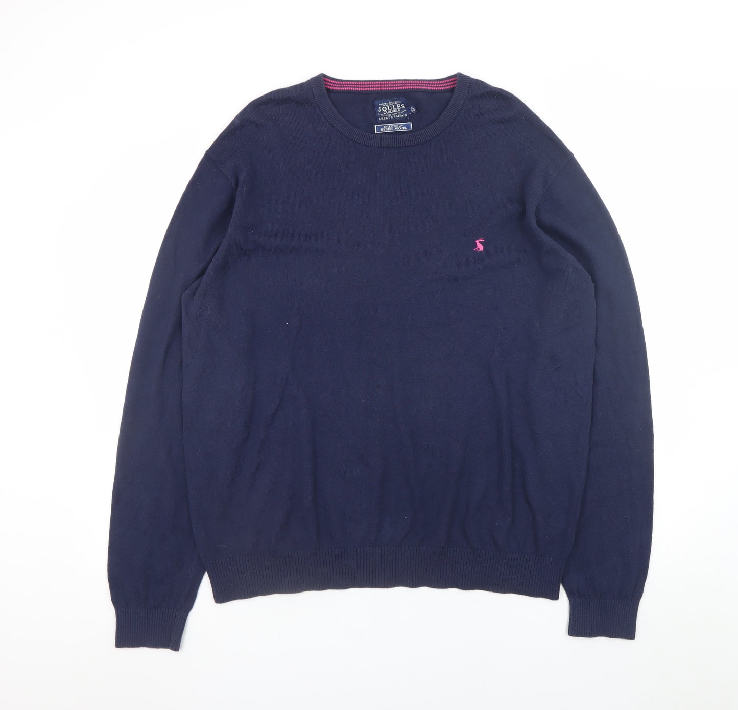 Joules Women's Blue Merino Wool Crew Neck Jumper XL