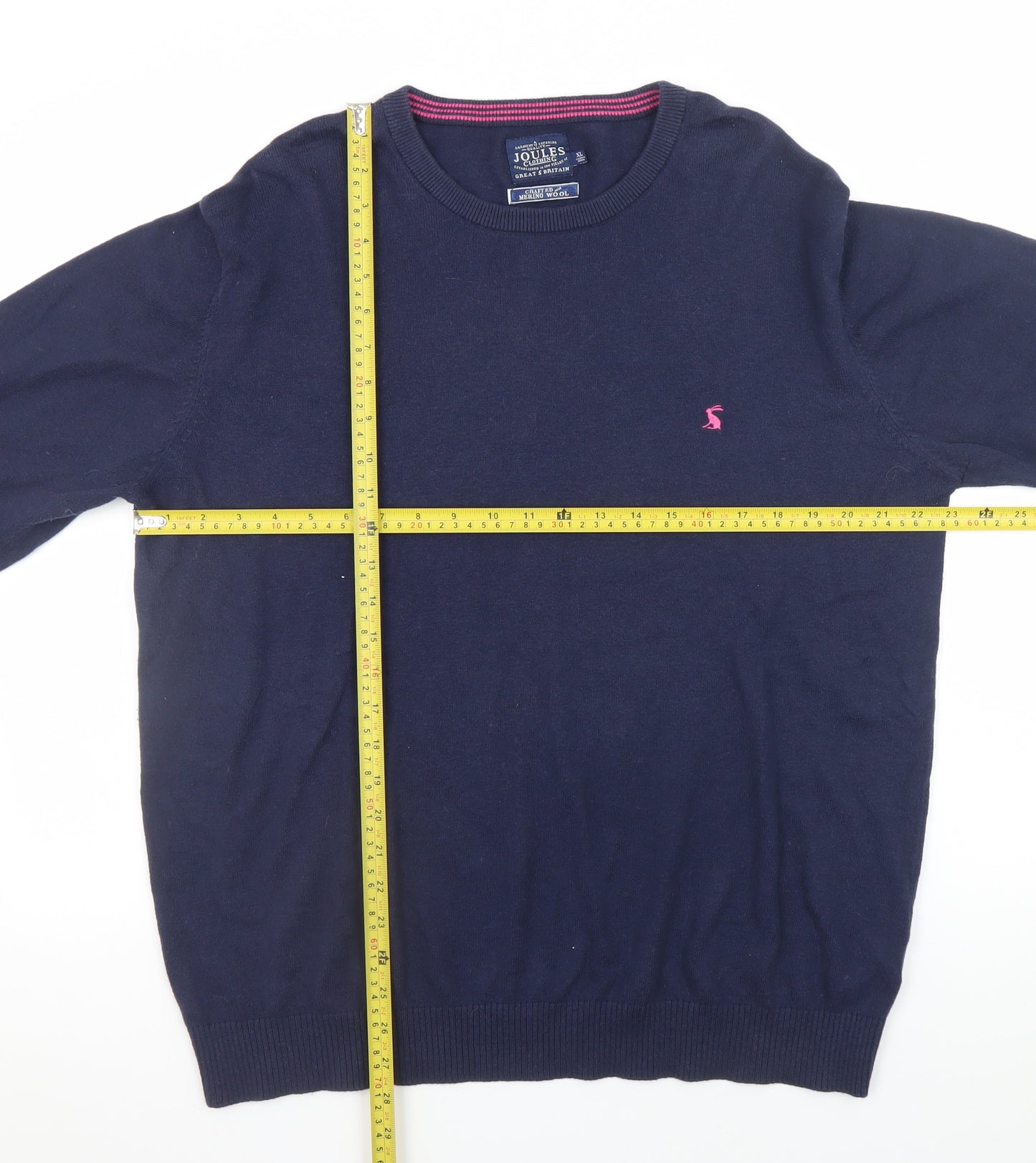 Joules Women's Blue Merino Wool Crew Neck Jumper XL