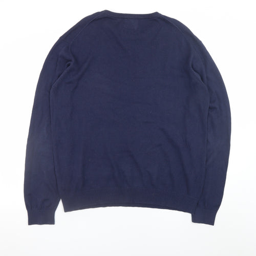 Joules Women's Blue Merino Wool Crew Neck Jumper XL