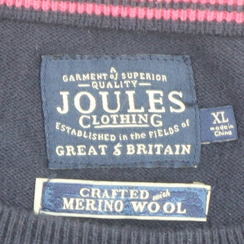 Joules Women's Blue Merino Wool Crew Neck Jumper XL